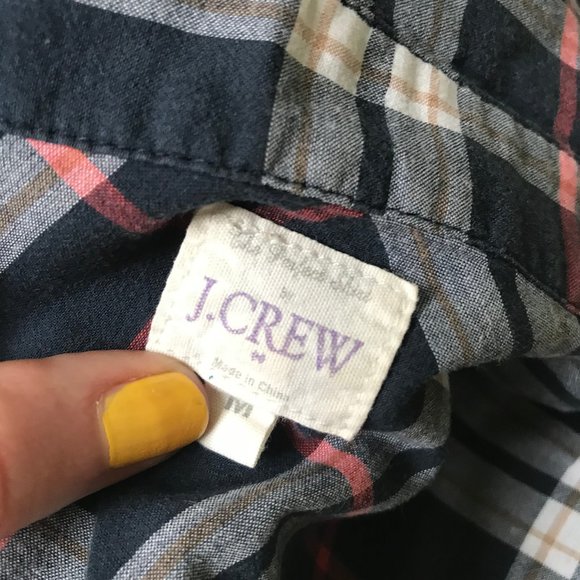 J Crew Perfect Fit Plaid Poplin Shirt Sz M - Picture 6 of 6